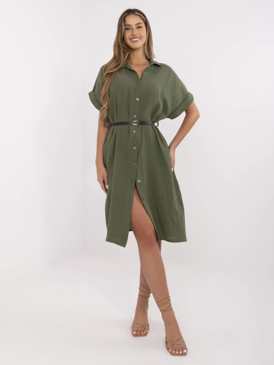 Abito khaki semplice con colletto