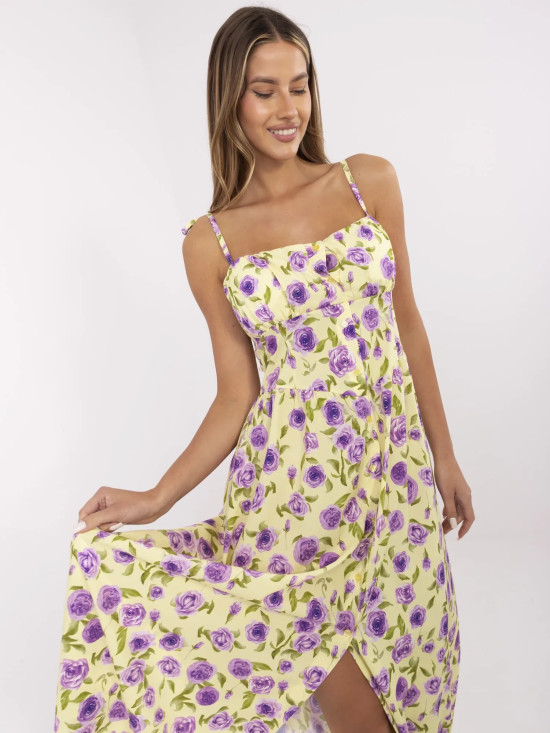 Abito midi floreale con spalline