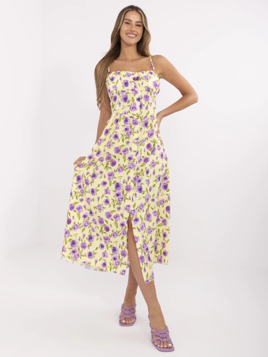 Abito midi floreale con spalline