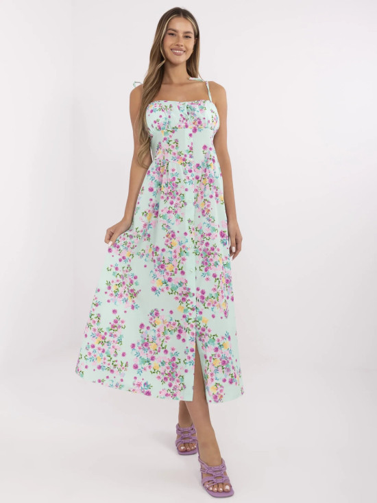 Abito midi floreale con spalline