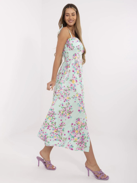 Abito midi floreale con spalline