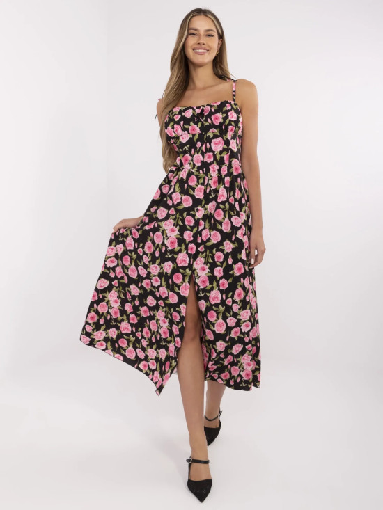 Abito midi floreale con spalline