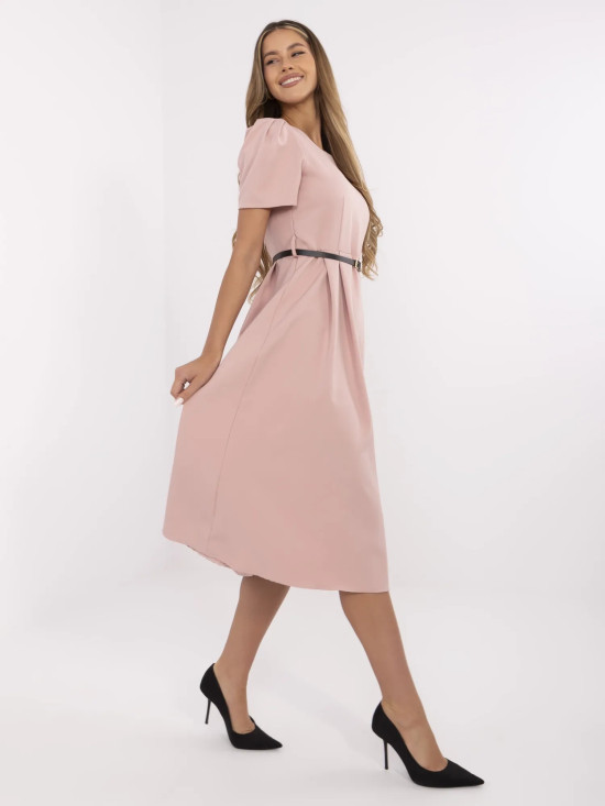 Elegantna midi haljina u tamno ružičastoj