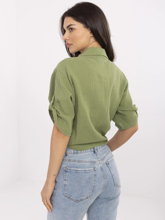 Stilizirana khaki košulja s 3/4 rukavima