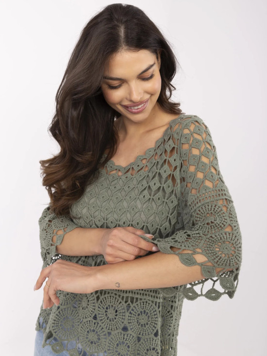 Stilizirana khaki bluzica s 3/4 rukavima