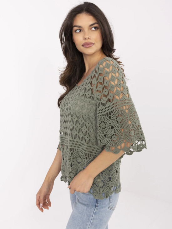Stilizirana khaki bluzica s 3/4 rukavima