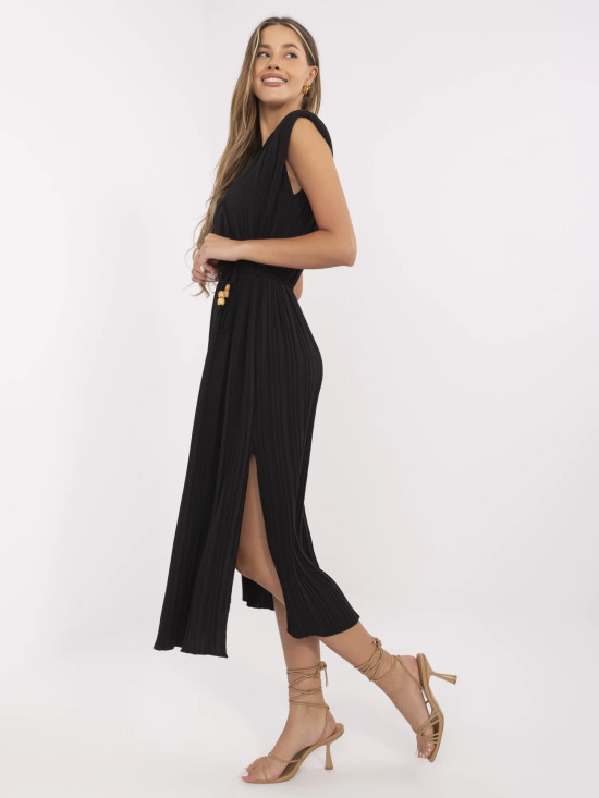 Elegantna crna lepršava haljina