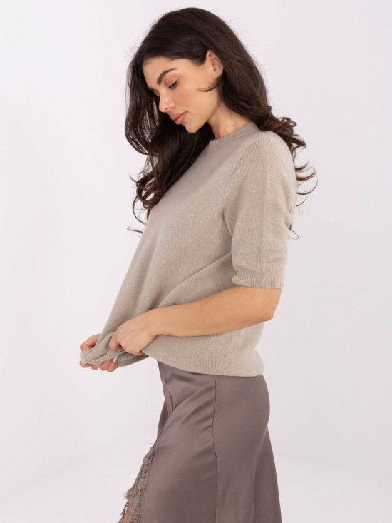 Maglione beige a maniche corte