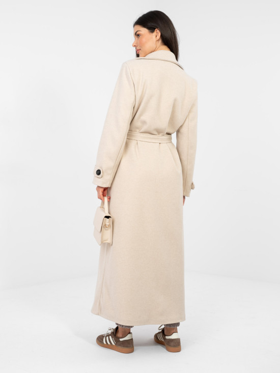 Elegante cappotto beige da mezza stagione con cintura