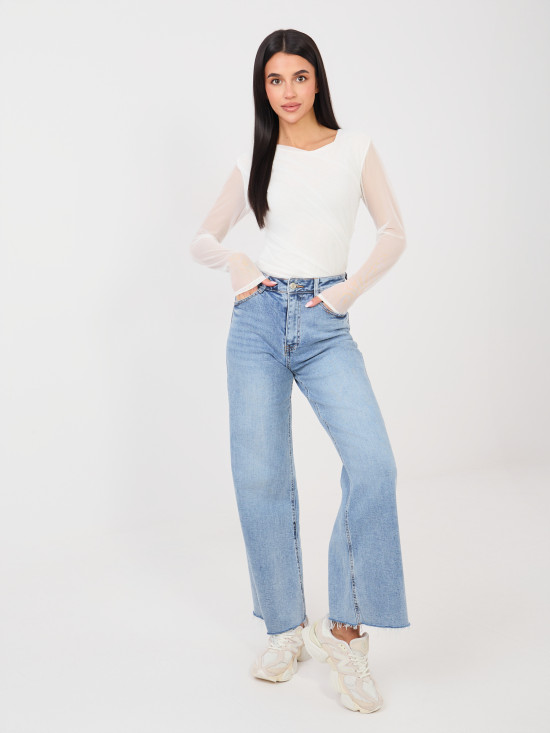 Body bianco elegante con maniche lunghe e scollo rotondo