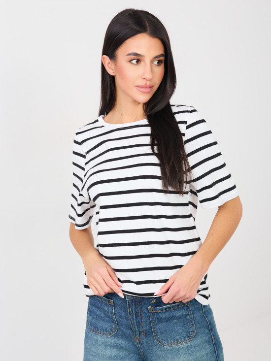 T-shirt bianca a righe con maniche corte
