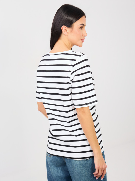 T-shirt bianca a righe con maniche corte