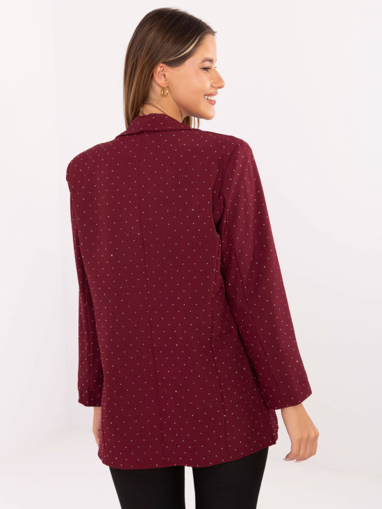 Elegantni bordo sako s aplikacijom i podstavom