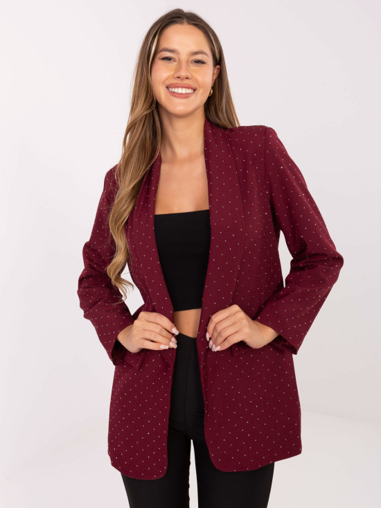 Elegantni bordo sako s aplikacijom i podstavom