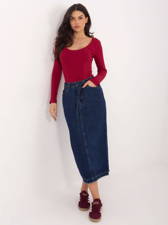 Body bordeaux a costine con maniche lunghe