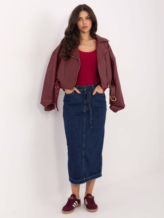 Body bordeaux a costine con maniche lunghe