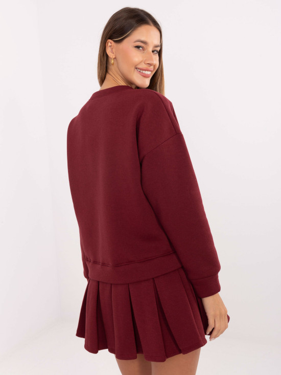Bordo lepršava mini haljina od pamuka