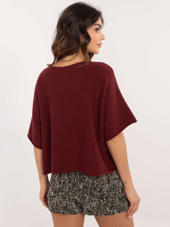 Elegante maglione bordeaux con maniche 3/4