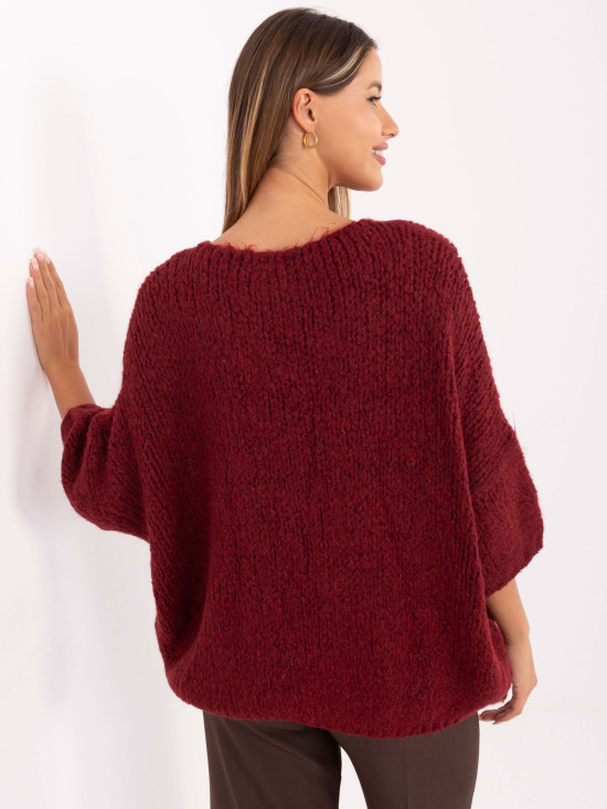 Maglione elegante bordeaux con maniche 3/4