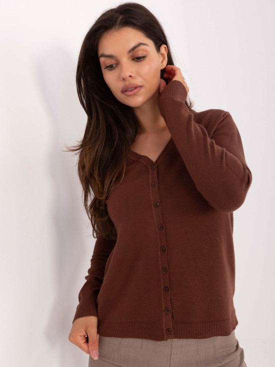 Maglione marrone con scollo a V