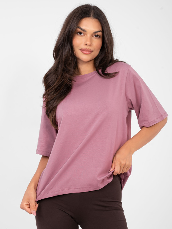 T-shirt da donna in cotone rosa scuro