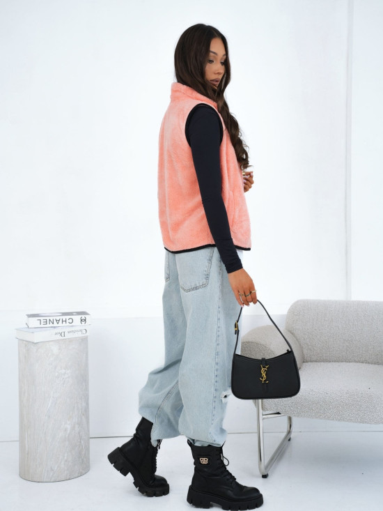 Gilet in pelliccia sintetica arancione