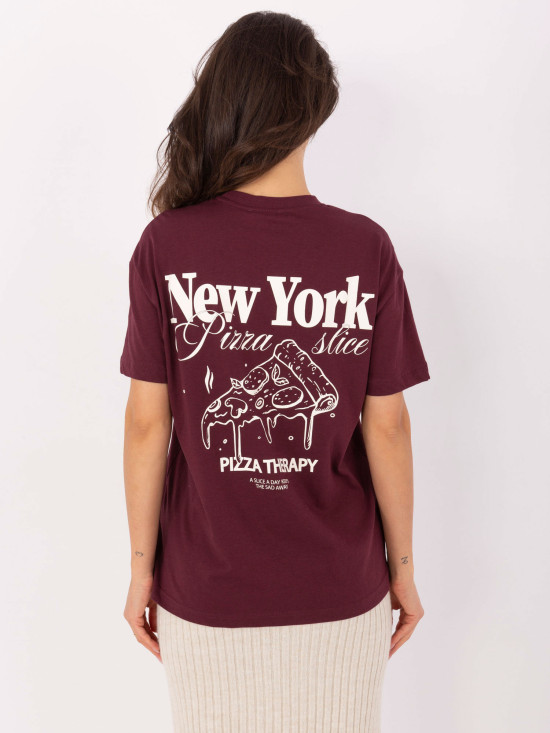 T-shirt elegante bordeaux a maniche corte