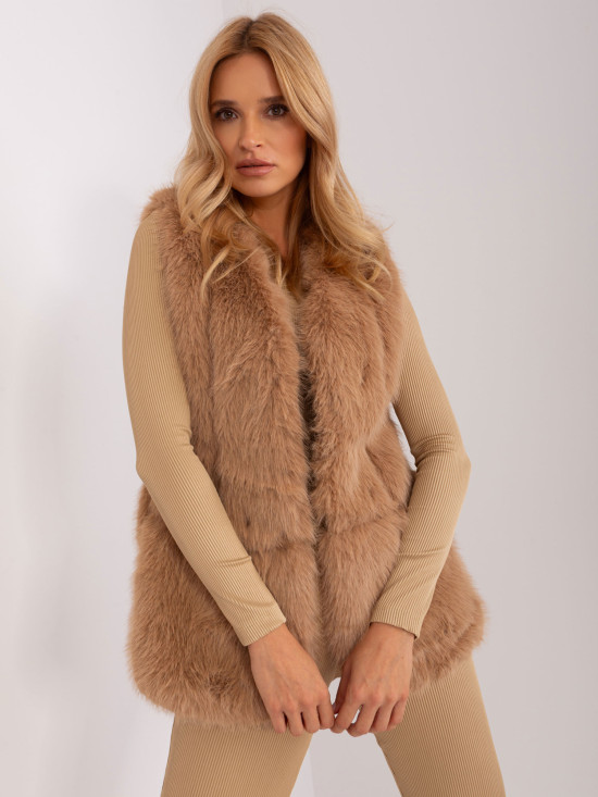 Gilet marrone in eco-pelliccia