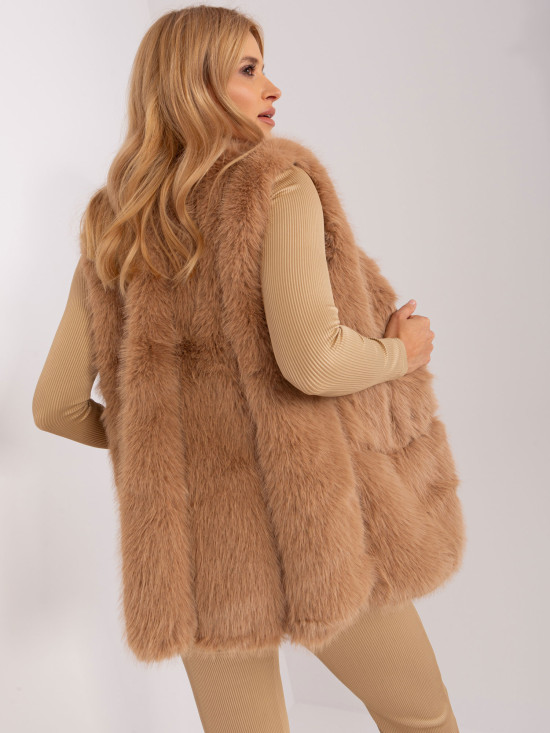Gilet marrone in eco-pelliccia