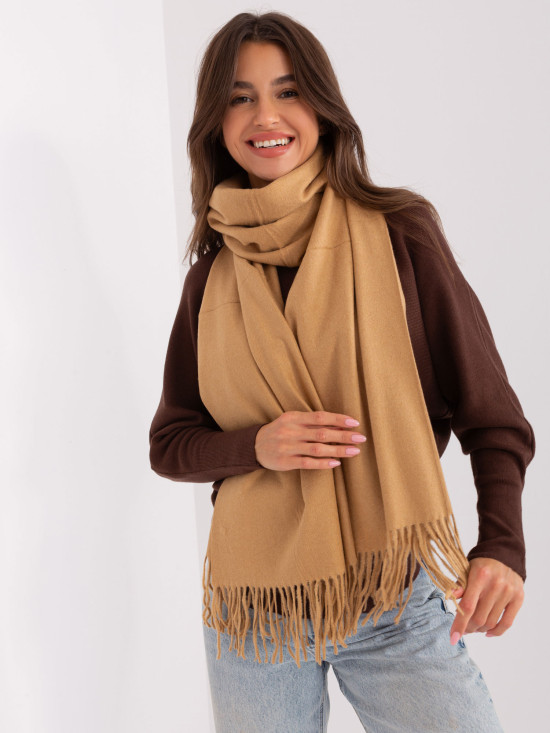 Sciarpa da donna marrone con frange