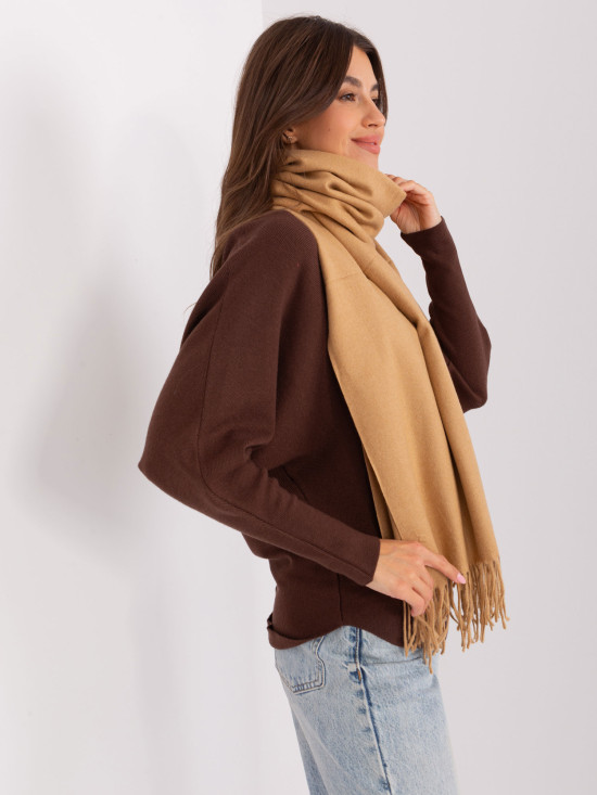 Sciarpa da donna marrone con frange