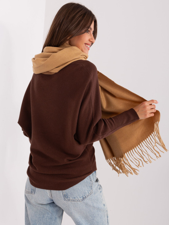 Sciarpa da donna marrone con frange