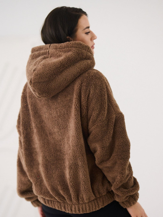 Felpa beige con cappuccio e tasca