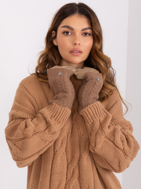 Beige rukavice s glatkim uzorkom