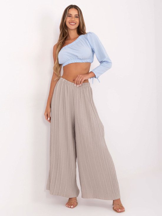 Pantaloni beige a gamba larga