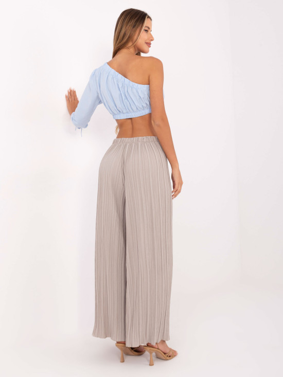 Pantaloni beige a gamba larga