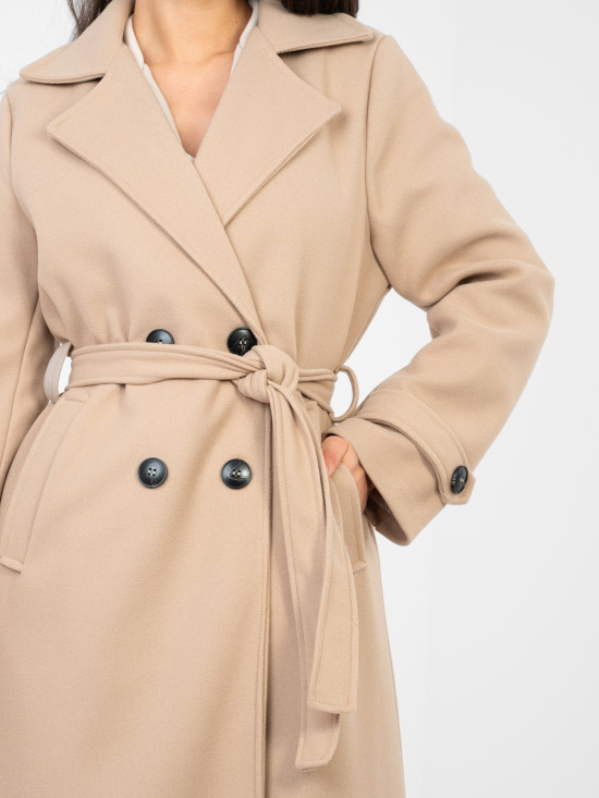 Elegante cappotto donna da mezza stagione in beige scuro