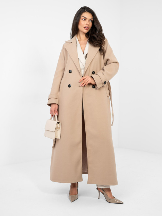 Elegante cappotto donna da mezza stagione in beige scuro