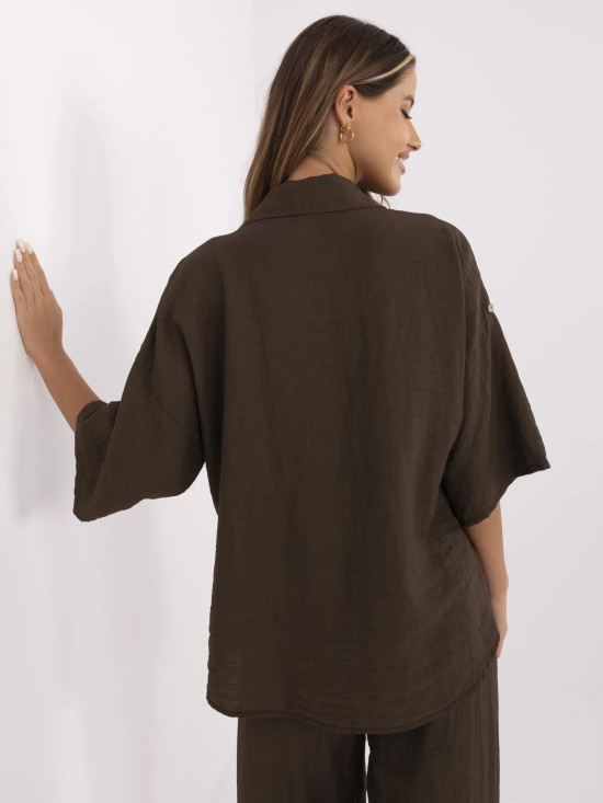 Blusa marrone con maniche 3/4