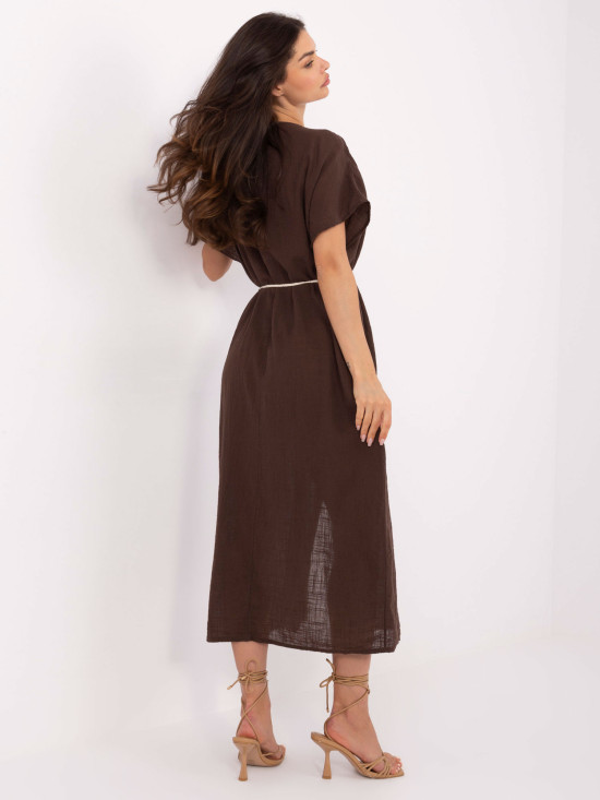 Abito oversize marrone con maniche corte
