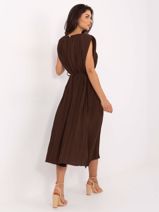 Elegante abito midi in marrone scuro