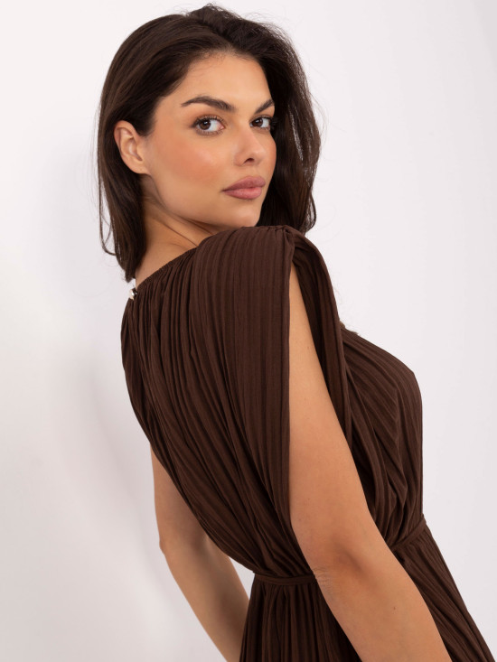 Elegante abito midi in marrone scuro