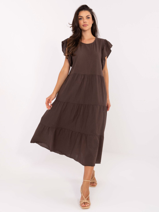 Abito midi oversize in marrone scuro