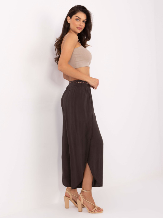 Eleganti pantaloni palazzo in marrone scuro