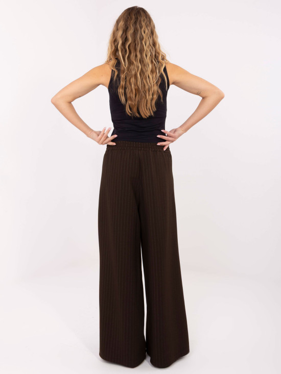 Eleganti pantaloni palazzo a righe marrone scuro