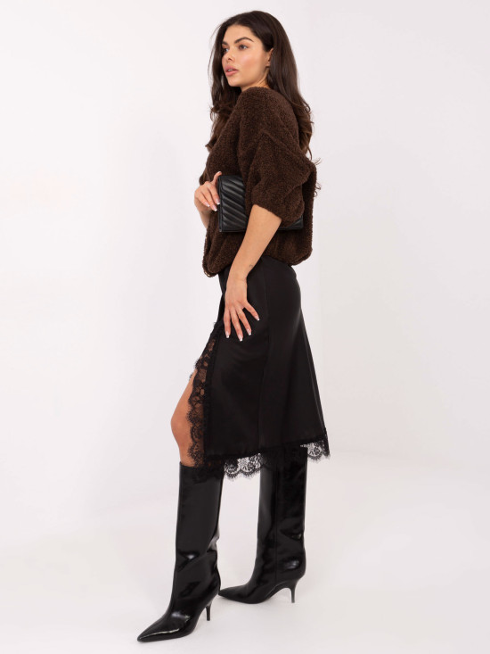 Elegantni smeđi pulover s 3/4 rukavima i gumbima