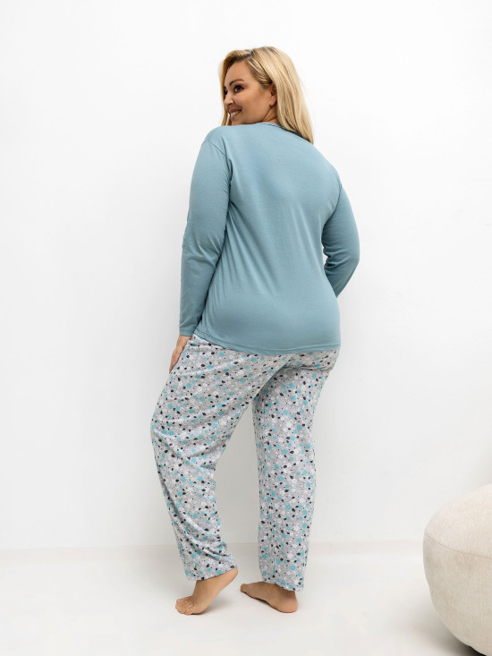 Ženska pamučna pidžama s cvjetnim uzorkom i gumbima