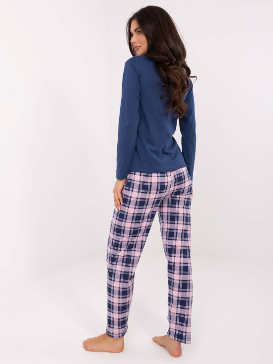 Ženska pidžama s dugim rukavima u tamnoplavoj boji