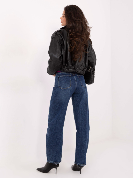 Ženske balloon kroj traperice s visokim strukom, tamnoplave