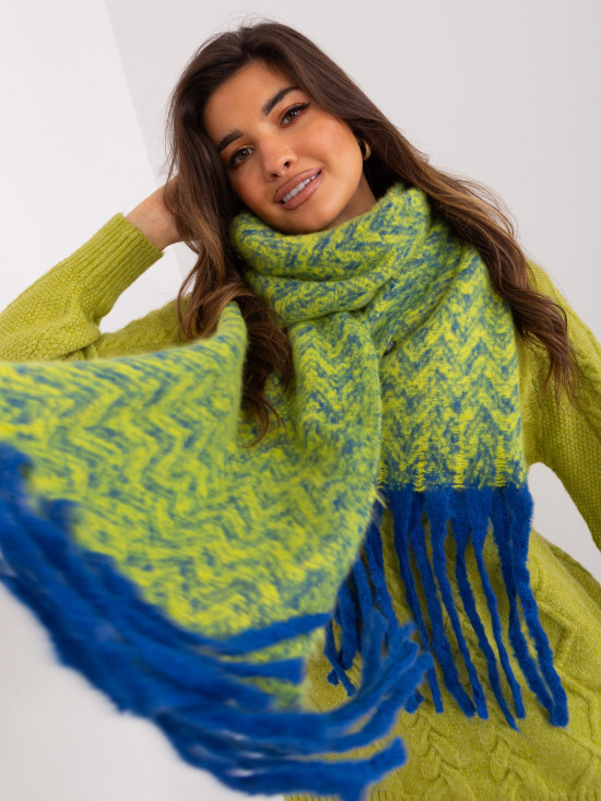 Sciarpa da donna geometrica in blu scuro e giallo
